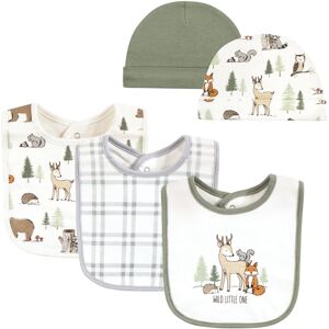 Hudson Baby Infant Boy Cotton Bib and Caps Set, Forest Animals, One Size - Forest Animals - One Size One Size