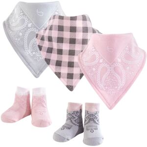 Hudson Baby Infant Girl Cotton Bib and Sock Set 5pk, Cowgirl, One Size - Cowgirl - One Size One Size