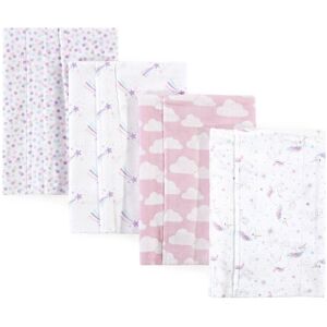 Hudson Baby Infant Girl Cotton Flannel Burp Cloths 4pk, Magical Unicorn, One Size - Magical Unicorn - One Size One Size