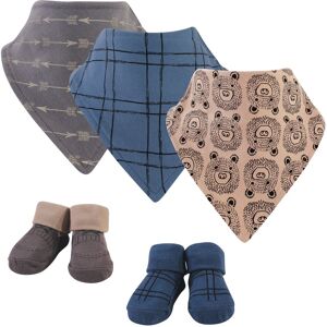 Hudson Baby Infant Boy Cotton Bib and Sock Set 5pk, Black Bear, One Size - Black Bear - One Size One Size
