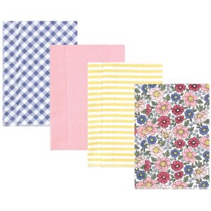Hudson Baby Infant Girl Cotton Flannel Burp Cloths, Pink Blue Pretty Floral 4 Pack, One Size One Size