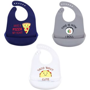 Hudson Baby Infant Silicone Bibs 3pk, Pizza, One Size - Pizza - One Size One Size