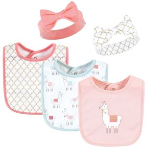 Hudson Baby Infant Girl Cotton Bib and Headband or Caps Set, Llama, One Size - Llama - One Size One Size