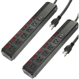 Surge Protector Power Strip USB Ports 6ft Cord Black 2, 5 outlet+2 USB - N/A N/A