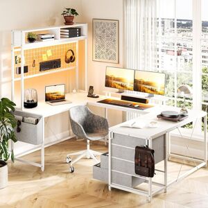 NA U-Shaped Desk with Monitor Stand and LED Lights Large