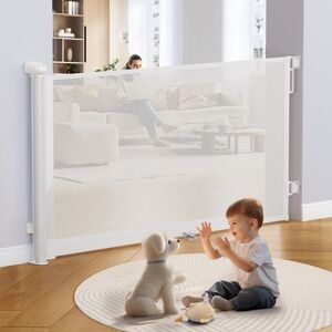 REYDELUZ Retractable Baby Gates Extra Wide, for Large Openings Stairs Doorways Hallway Indoor Outdoor 72.0 In. L X 5.0 In. W X 34.0 In. H