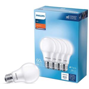 Philips A19 E26 (Medium) LED Bulb Soft White 60 Watt Equivalence 4 pk - Warm White 2.4 In. W X 4.09 In. H