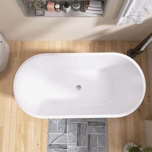 WOOSTI 55 in. x 28 in. Acrylic Freestanding Soaking Bathtub with Center Drain Small