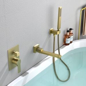 AWZTOO Wall Mounted Tub Faucet With Handshower Single Handle Bathroom Roman Bathtub Faucets Modern Tub Filler Trim With Handheld N/A