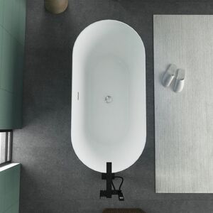 Jims Maison 59 Inches Acrylic Freestanding Flatbottom Soaking Bathtub with Drain Medium