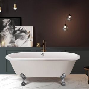 GIVINGTREE 67 in. Traditional Acrylic Clawfoot Bathtub Roll Top Bathtub in White Soaking Tub with Drain 66 to 71 inches