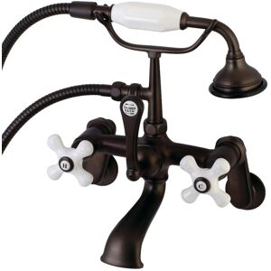 Kingston Aqua Vintage Wall Mount Tub Faucet with Hand Shower 4 to 5 Inches