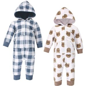 Hudson Baby Infant Boy Fleece Jumpsuits, Coveralls, and Playsuits 2pk, Little Bear 9 - 12 Months
