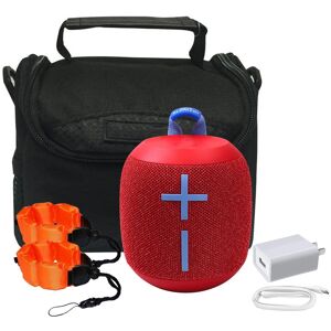 Ultimate Ears WONDERBOOM 2 Portable Bluetooth Waterproof Speaker (Radical Red) + USB Adpater Plug + Case + 2x Floating Strap