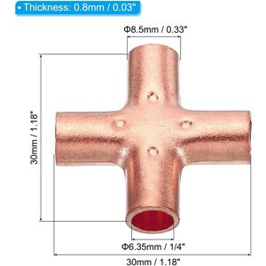 Unique 2pcs 1/4 Inch ID Copper Cross Pipe Fitting 4 Way Copper End Feed Equal Connector - Copper Tone 0.01 In. L X 0.01 In. W X 0.01 In. H