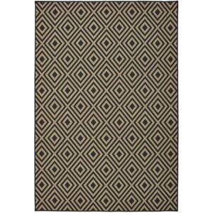 Homeroots 2' X 4' Black Geometric Stain Resistant Indoor Outdoor Area Rug - 6' x 7' 6' x 7'