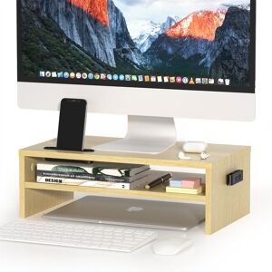 No 2-Tier White Wood Monitor Stand Letter