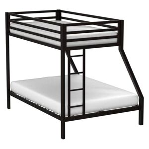 Twin over Full Modern Metal Bunk Bed in Matte Black Finish Twin