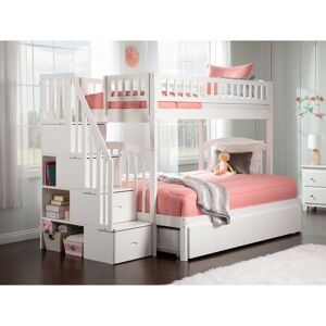 AFI Westbrook Staircase Bunk Twin over Full with Twin Trundle in White Twin