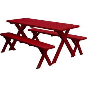 Kunkle Holdings, LLC Pine 6' Cross-Leg Picnic Table with 2 Benches 8