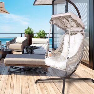 IGEMAN Swing Egg Chair Hammock Chair with Stand with Sunshade Cloth,Courtyard 1