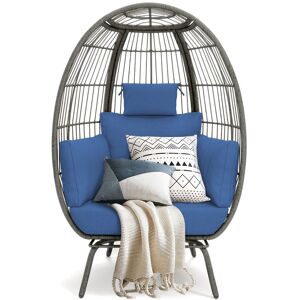 Moasis Outdoor Patio Wicker Egg Chair Oversized Basket Chair Lounger with Cushion 1