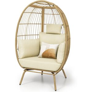 Moasis Outdoor Patio Wicker Egg Chair Oversized Basket Chair Lounger with Cushion 1