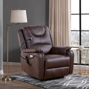 GDFStudio Christopher Knight Home - Liyasi Zero Gravity Power Recliner with Massage, Heating, USB Charging & Phone Holder 34.25 In. W X 41.34 In. H X 30.31 In. D