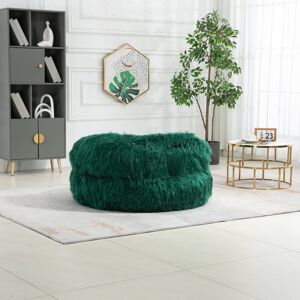 JZJ Faux Plush Lazy Sofa Upholstered Bean Bag Chair, Ottoman Low Back