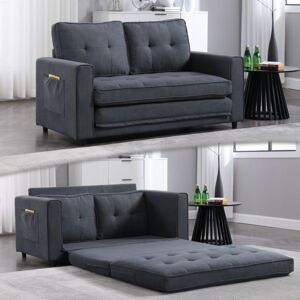 Upgraded Loveseat Sleeper Sofa Bed, Futon Sofa Bed with 2 Side Pocket, 3-in-1 Upholstery Floor Gaming Sofa Bed 2