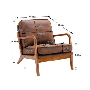 GREATPLANINC Wood Lounge Armchair Accent Chair Leisure Barrel Chair for Living Room Low Back
