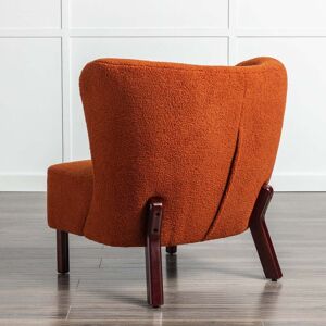 Jims Maison Upholstered Armless Chair Lambskin Sherpa Single Sofa Chair with Wooden Legs Standard