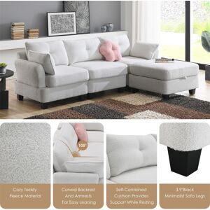 Kenroyhomey L-shaped Sectional Sofa,Charging Ports on Each Side w/ Storage Ottoman 92.0 In. W X 33.0 In. H X 63.0 In. D