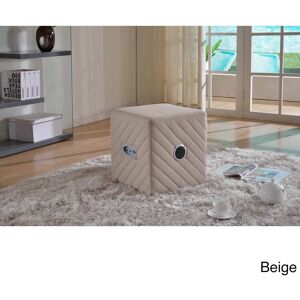 US Pride Furniture Caitlin Fabric Upholstered Ottoman with Bluetooth Speaker Small