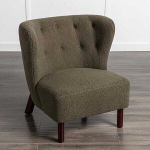 Jims Maison Upholstered Armless Chair Lambskin Sherpa Single Sofa Chair with Wooden Legs Standard