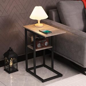 Earth & Table Side Table with Charging Station Set of 2 - Small C Table Narrow End Table with Metal Frame for Living Room Bedroom 15.0 In. L X 11.0 In. W X 27.0 In. H