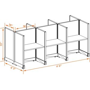 cubicles.com Office Cubicle Desk 53H 6pack Cluster Unpowered 2x3