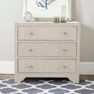 SAFAVIEH Gordy Grey 3-drawer Silver Nailhead Chest 3-drawer