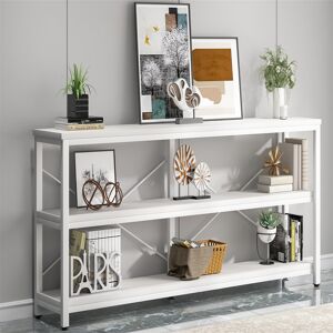 1Easylife Extra Long Console Sofa Table with Metal Frame for Entrance, 3 Tiers TV Stand 11.8 In. L X 70.8 In. W X 35.8 In. H