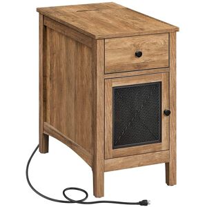 Side Table with USB Ports and Outlets, End Table with Storage, Nightstand with Charging Station, Drawer, Rustic Walnut 23.6’’L x 13.8’’W x 23.6’’H (60 x 35 x 60 cm)