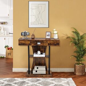 Console Table with Drawer and 2-Tier Shelves for Entryway Living Room - 36 36