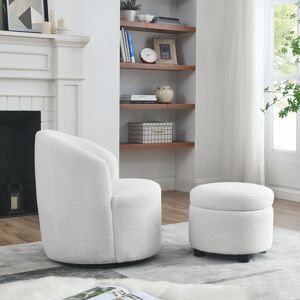 IGEMAN 360° Upholstered Living Room Swivel Barrel Chair With Round Storage Standard