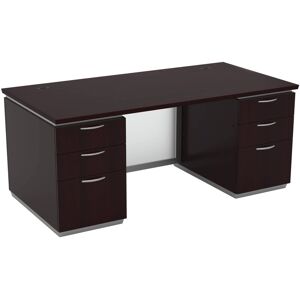 cubicles.com Black Tie Double Pedestal Desk Frosted Glass 72x36x30