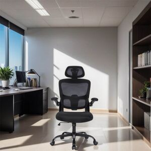 DEELIGHT Ergonomic Office Chair with Adjustable Lumbar Support and Flip-up Arms - N/A N/A