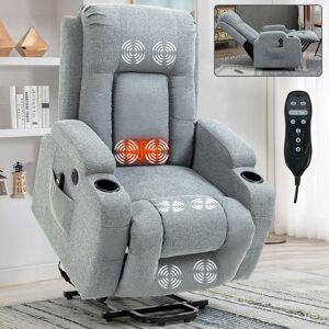 LELATTRADE Power Lift Recliner Chair with Massage, Heat, USB Port, & Cup Holder High Back