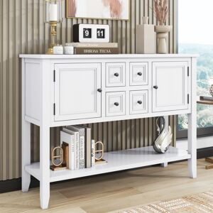 Kodotan sofa Cambridge Series Ample Storage Vintage Console Table with Four Small Drawers and Bottom Shelf 46.0 In. L X 15.0 In. W X 34.0 In. H
