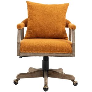 GEROJO Home Office Boucle Upholstered Swivel Chair with Ergonomic Back and Metal Legs Standard