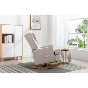 IGEMAN Beige Rocking Chair Accent Chair With High Back And Ergonomic Arm Standard