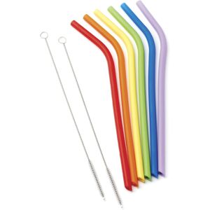 Cambridge 8-Piece Bent Silicone Straw Set 0.25 In. W X 0.25 In. H X 11.0 In. D