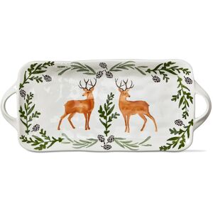 Warm Wishes Stag Rectangle Earthenware Serving Platter with Handles 17.0 In. L X 9.0 In. W